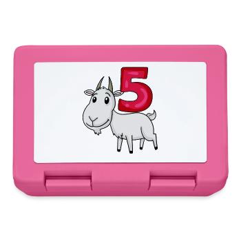 5th Birthday Motif Goat - Five Years Old - Lunchbox - pink - Front