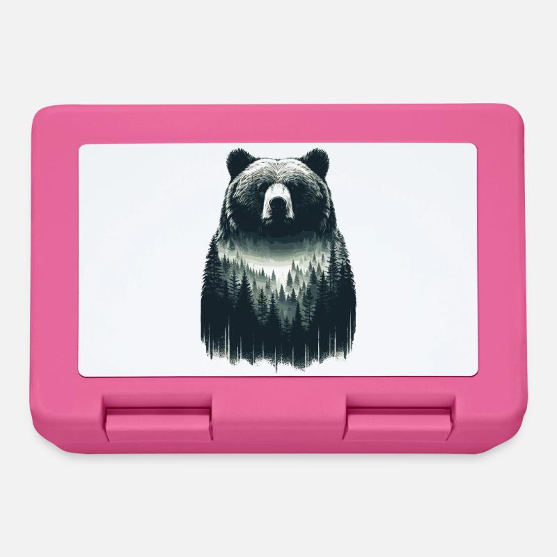 Bären Wald Kunst - Brotdose - Pink