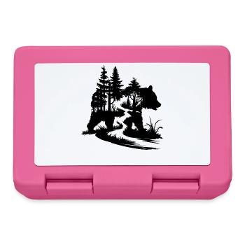 Bears Silhouette Forest Path Outdoor Art - Lunchbox - pink - Front