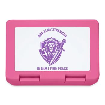 Löwenheld Kampfgeist Wappenshield Design - Brotdose - Pink - Vorne