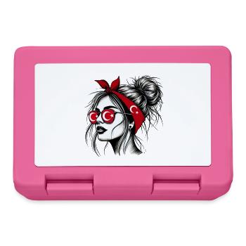 Stylish Turkish woman with Turkish flag design - Lunchbox - pink - Front