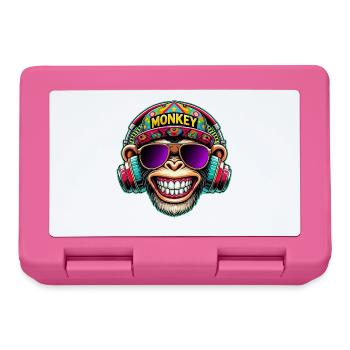 Cool DJ Monkey Headphones Colorful Retro Style - Lunchbox - pink - Front