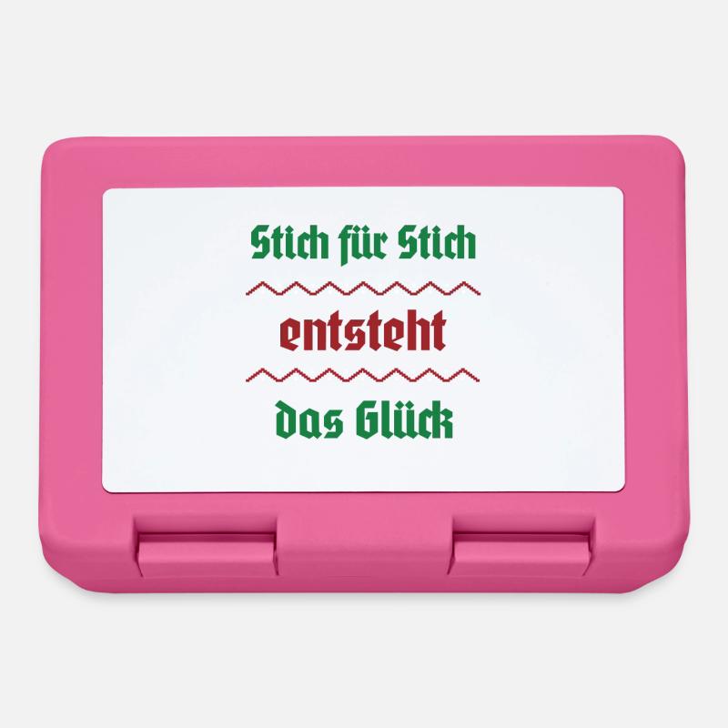 Stitch by stitch, happiness arises - Lunchbox - pink