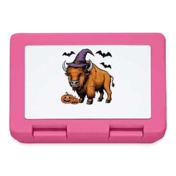 Citrouille effrayante Chauve-souris Drôle Sorcière Chapeau Bison Halloween - Boîte à goûter - rose - Devant