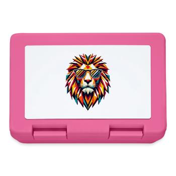 Geometric Cool Polygon Lion Sunglasses Graphic Art - Lunchbox - pink - Front