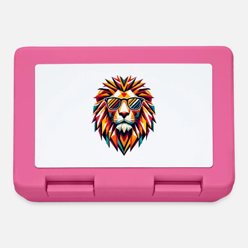 Géométrique Cool Polygon Lion Lunettes de soleil Art graphique - Boîte à goûter - rose