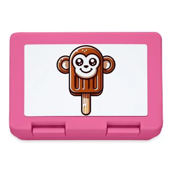 An ice cream in the shape of a smiling monkey - Lunchbox - pink - Front
