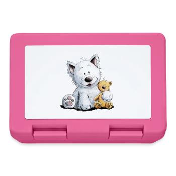 West Highland White Terrier with Soft Toy - Lunchbox - pink - Front