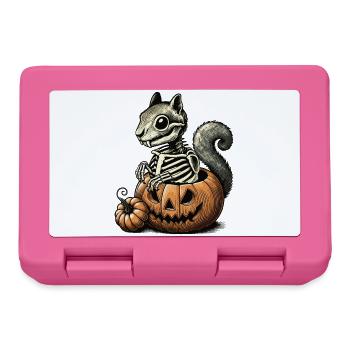Skeleton squirrel motif in a pumpkin - Lunchbox - pink - Front