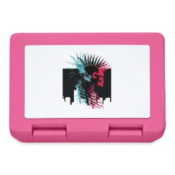 Neon Punk Rock Skulls City Skyline - Lunchbox - pink - Front