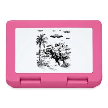 Jesus Dinosaur Fantasy Humor Religion Meme - Lunchbox - pink - Front
