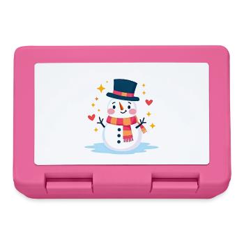 Süßer Schneemann mit Zylinder Festliche Weihnachtsstimmung - Brotdose - Pink - Vorne