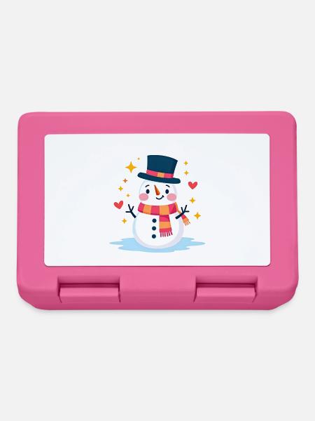 Süßer Schneemann mit Zylinder Festliche Weihnachtsstimmung - Brotdose - Pink