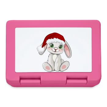 Süßer Hase mit Santa Mütze Weihnachtsmütze - Brotdose - Pink - Vorne