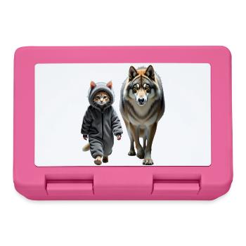 Katze und Wolf gehen zusammen - Brotdose - Pink - Vorne