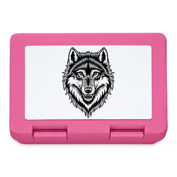 Wolf Kostüm blauer Wolfskopf Werwolf und - Brotdose - Pink - Vorne