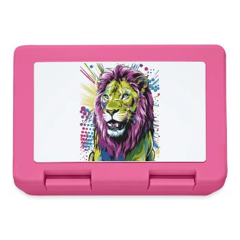Colorful Abstract Lion Bold Vibrant Wildlife Art - Lunchbox - pink - Front