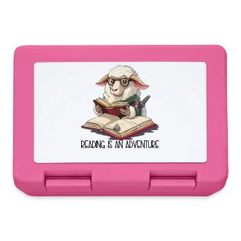 Reading Is An Adventure – Knight Sheep Cartoon - Lunchbox - pink - Front