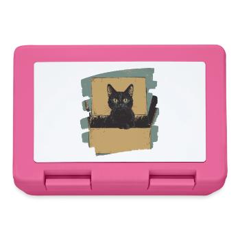 Katze in Karton Box Retro - Brotdose - Pink - Vorne