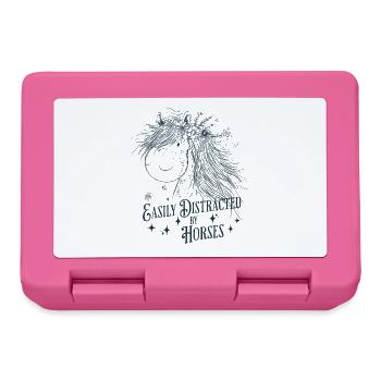 Easily Distracted By Horses Sayings Horse Rider - Lunchbox - pink - Front