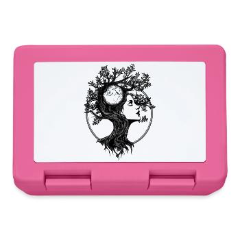 Baum Frau Boho Natur Abstrakt Grafik Mystisch - Brotdose - Pink - Vorne