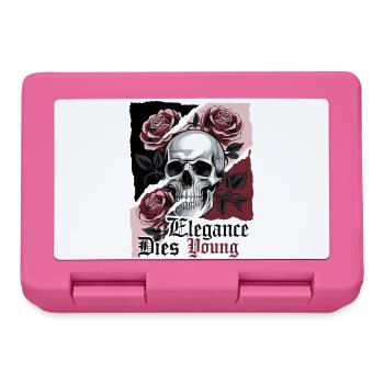Elegance Dies Young Gothic Skull Rose - Lunchbox - pink - Front