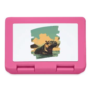 Nilpferd Retro - Brotdose - Pink - Vorne