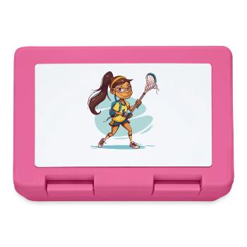 Cartoon Lacrosse Girl - Lunchbox - pink - Front