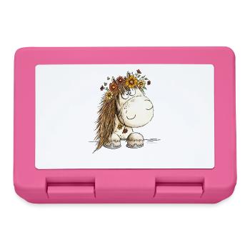 Drolliges Pferd Blumenkranz Cartoon - Brotdose - Pink - Vorne