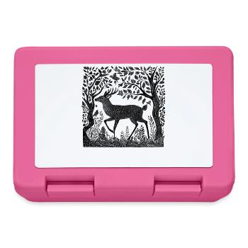 Forêt de cerfs Nature cerf gravure sur bois nature sauvage cadeau - Boîte à goûter - rose - Devant