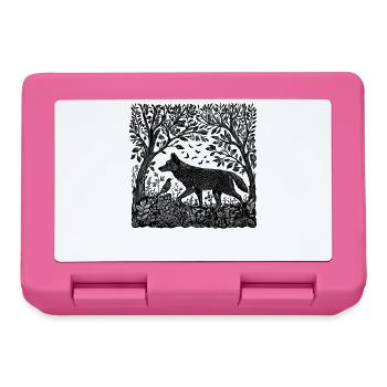 Forêt de loups Nature sauvage Gravure sur bois Cadeau - Boîte à goûter - rose - Devant