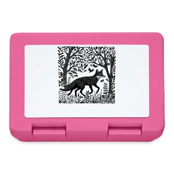 Gravure sur bois renard Woodland Nature nature sauvage cadeau - Boîte à goûter - rose - Devant