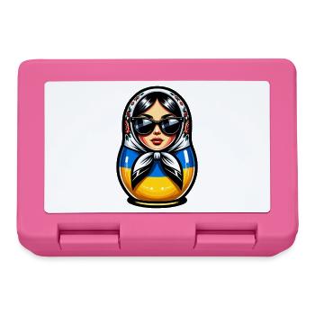 Ukraine Matroschka mit Sonnenbrille für Ukrainer - Brotdose - Pink - Vorne