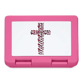 Heart Hearts Cross Crosses Crucifix - Lunchbox - pink - Front