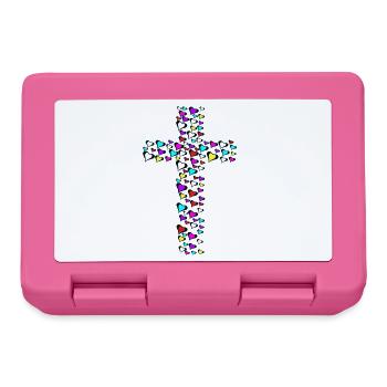 Cross Crosses Jesus Heart Heart Crucifix - Lunchbox - pink - Front