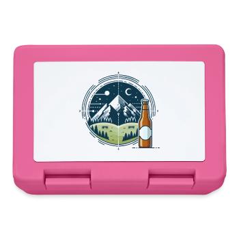 Nachtliche Bergkulisse mit Bierflasche - Brotdose - Pink - Vorne