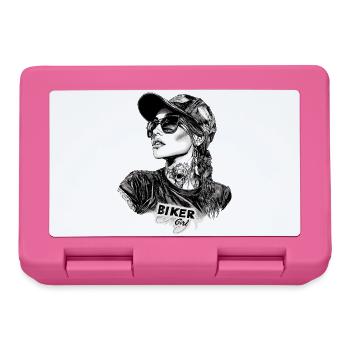 Biker Girl Geburtstag Motorrad Motorcycle Bikerin - Brotdose - Pink - Vorne