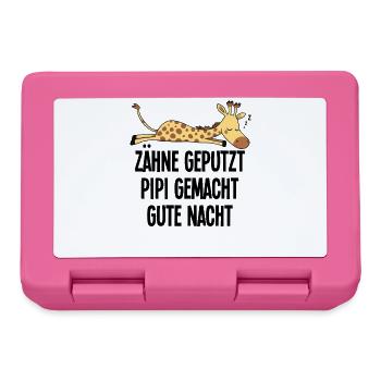 Giraffe Funny Sleeping Motif Teeth Brushed Night - Lunchbox - pink - Front