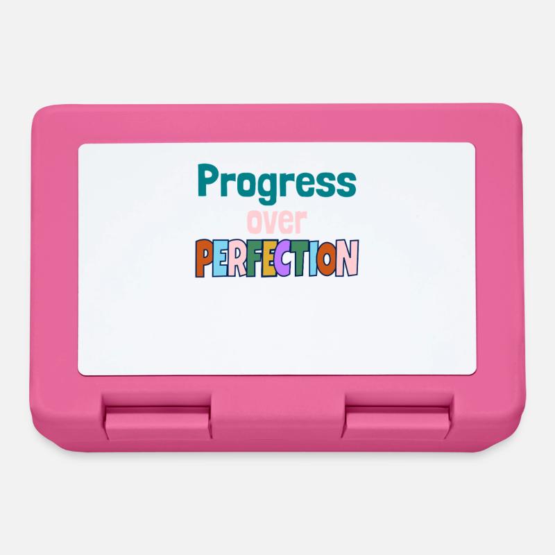 Progress Over Perfection Motivational Quote - Lunchbox - pink