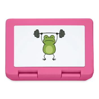Funny frog with dumbbell fitness bodybuilding - Lunchbox - pink - Front