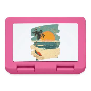 Plage Palmiers Coucher de soleil Été - Boîte à goûter - rose - Devant