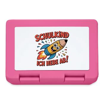 Einschulung Schulkind Raketenstift – Ich hebe ab! - Brotdose - Pink - Vorne