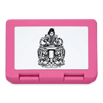 DJ Shirt: Samurai am Mischpult mit Tiger Power - Brotdose - Pink - Vorne