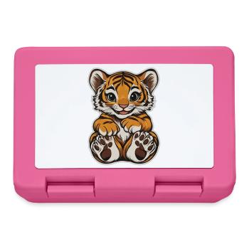 Süsser Tiger – Lustige Geschenkidee für Kinder - Brotdose - Pink - Vorne