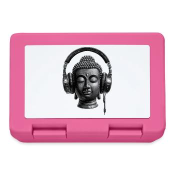 Buddha mit Kopfhörern Achtsamkeit Musik Boho Zen - Brotdose - Pink - Vorne