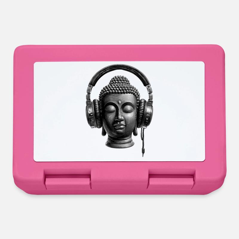Buddha mit Kopfhörern Achtsamkeit Musik Boho Zen - Brotdose - Pink