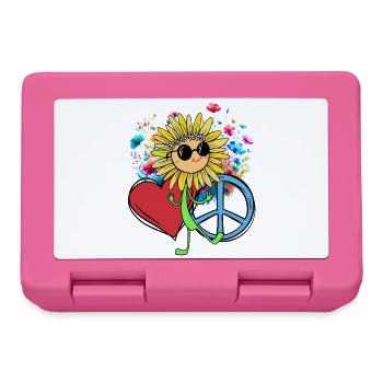 Hippe Sonnenblume Peace Herz Blume - Brotdose - Pink - Vorne