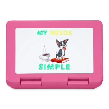 My Needs Are Simple Boston Terrier Coffee and book - Lunchbox - pink - Front