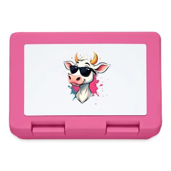 Chillen mit Sonnenbrille Kuh - Brotdose - Pink - Vorne