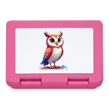 Verspielte bunte Eule Illustration - Brotdose - Pink - Vorne